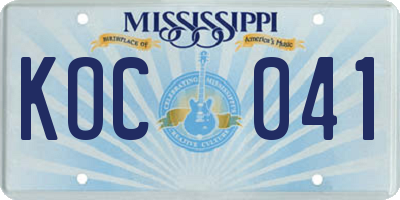 MS license plate KOC041