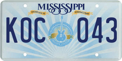 MS license plate KOC043