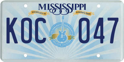 MS license plate KOC047