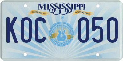 MS license plate KOC050