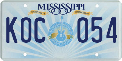 MS license plate KOC054