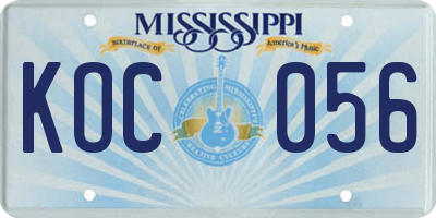 MS license plate KOC056