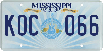 MS license plate KOC066
