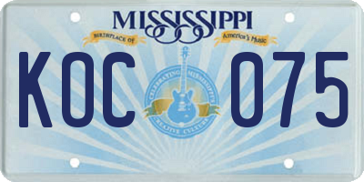 MS license plate KOC075
