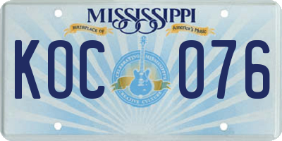 MS license plate KOC076