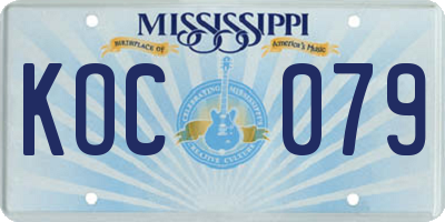 MS license plate KOC079
