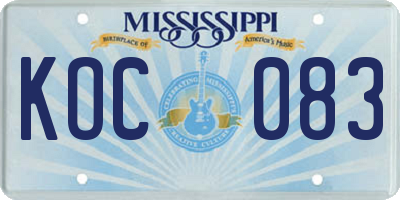 MS license plate KOC083