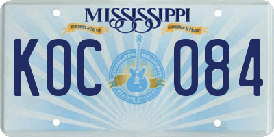 MS license plate KOC084