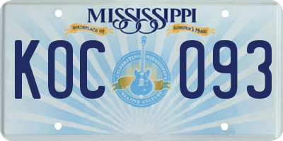 MS license plate KOC093