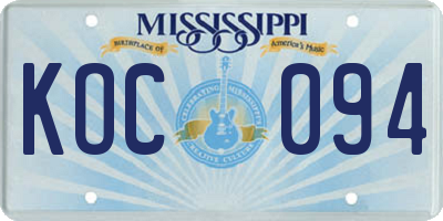 MS license plate KOC094