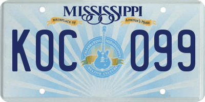 MS license plate KOC099