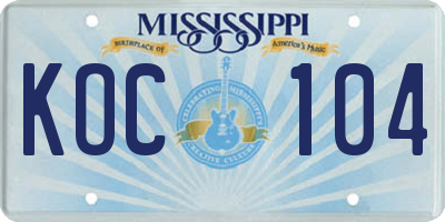 MS license plate KOC104