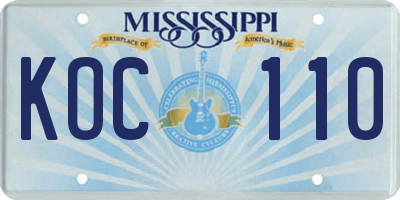 MS license plate KOC110