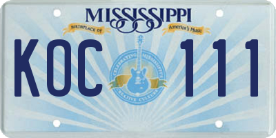 MS license plate KOC111