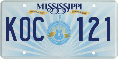 MS license plate KOC121