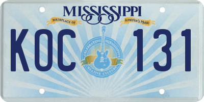MS license plate KOC131