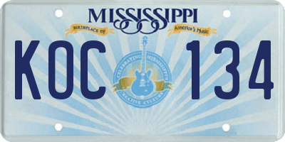 MS license plate KOC134