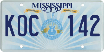 MS license plate KOC142