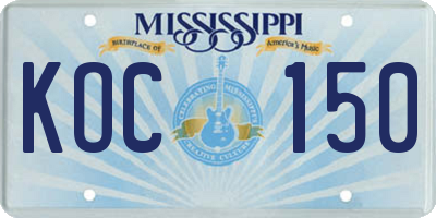 MS license plate KOC150