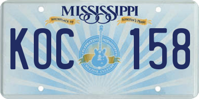 MS license plate KOC158