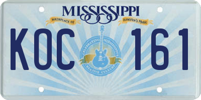 MS license plate KOC161