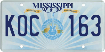 MS license plate KOC163