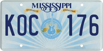 MS license plate KOC176