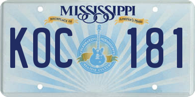 MS license plate KOC181
