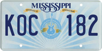 MS license plate KOC182