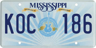 MS license plate KOC186