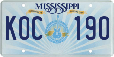 MS license plate KOC190