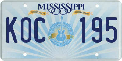 MS license plate KOC195