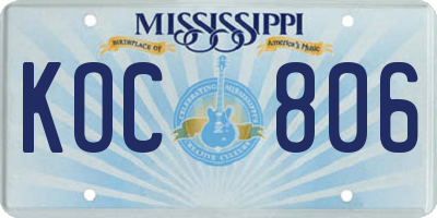 MS license plate KOC806