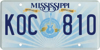 MS license plate KOC810