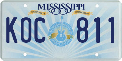 MS license plate KOC811