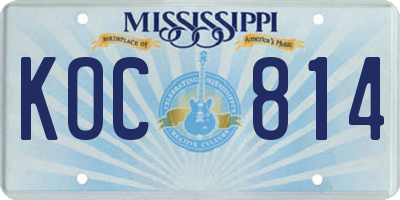 MS license plate KOC814