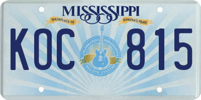 MS license plate KOC815