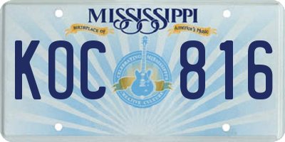 MS license plate KOC816