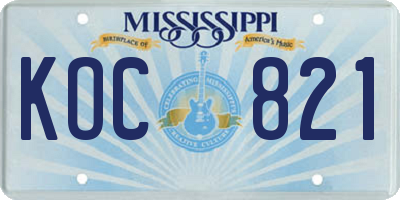 MS license plate KOC821