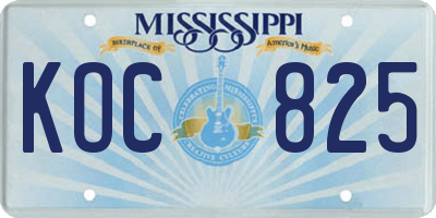 MS license plate KOC825