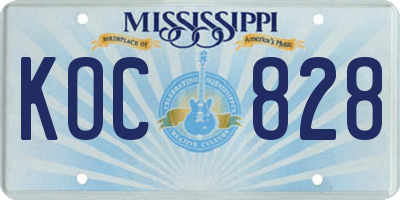 MS license plate KOC828
