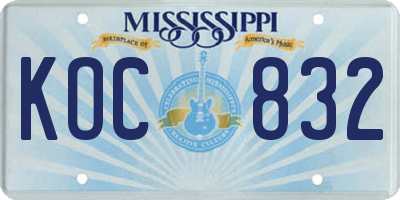 MS license plate KOC832