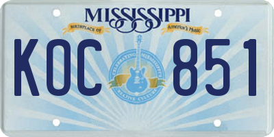 MS license plate KOC851