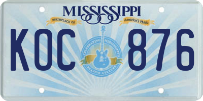 MS license plate KOC876