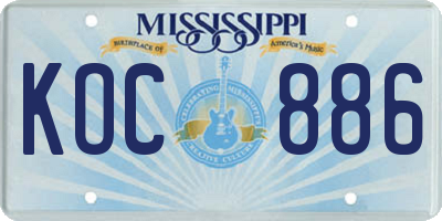 MS license plate KOC886