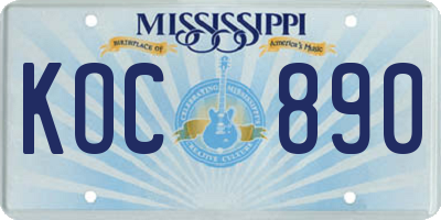 MS license plate KOC890