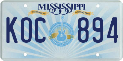 MS license plate KOC894