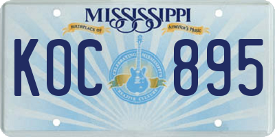 MS license plate KOC895