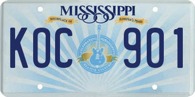 MS license plate KOC901