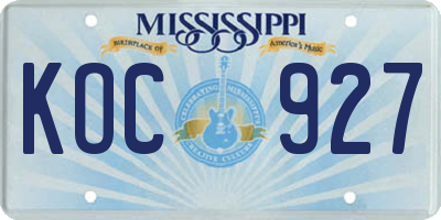 MS license plate KOC927